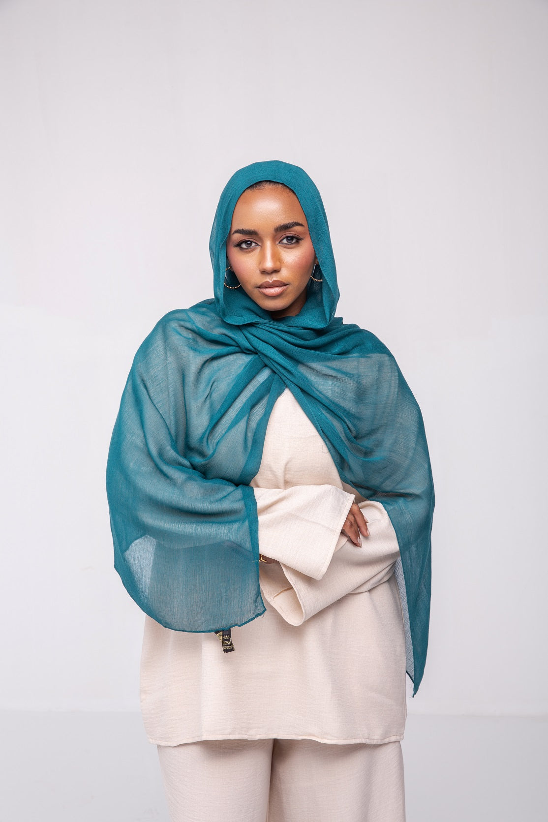 Crinkle Modal Hijab - Teal Blue