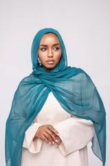 Crinkle Modal Hijab - Teal Blue