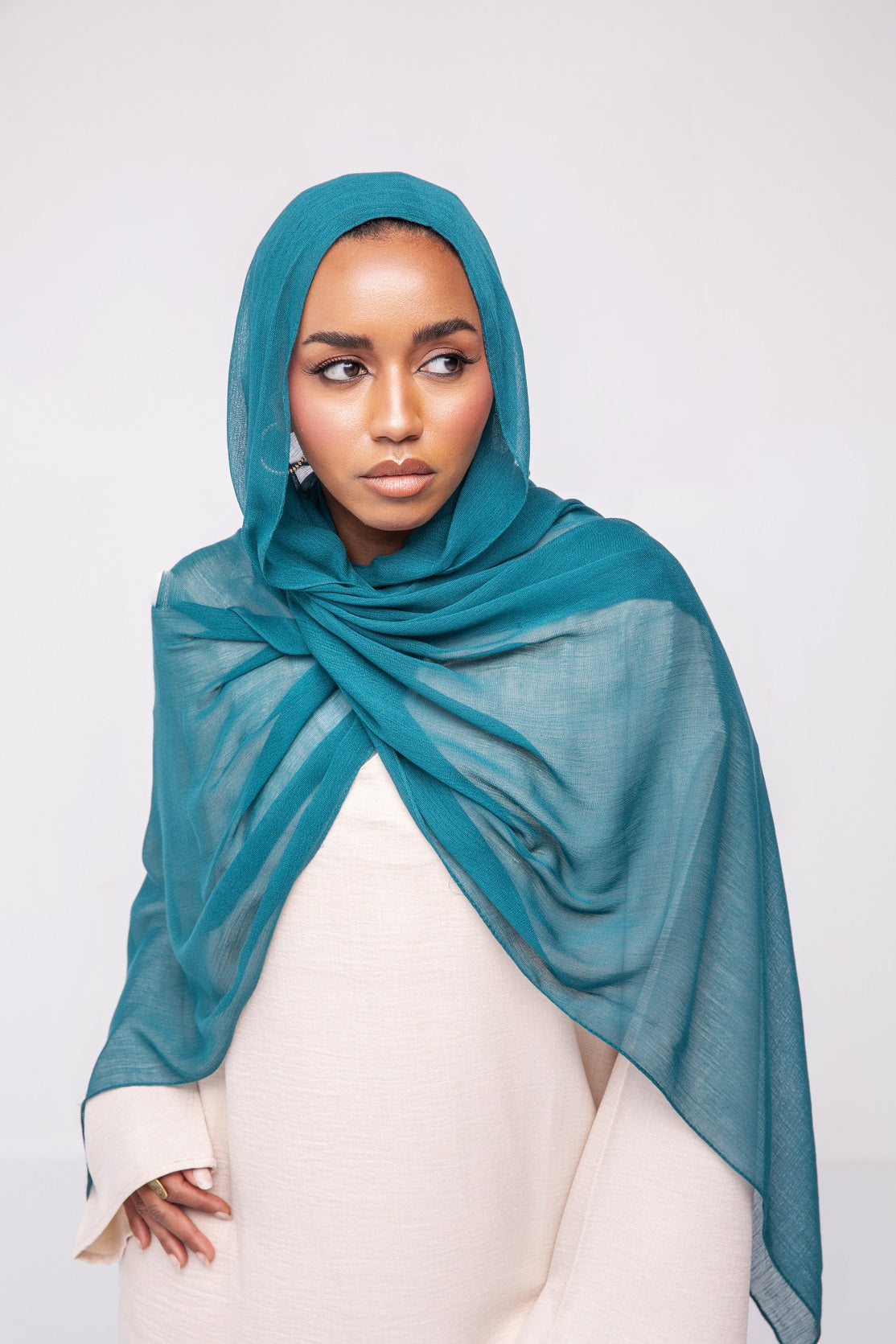 Crinkle Modal Hijab - Teal Blue