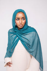 Crinkle Modal Hijab - Teal Blue