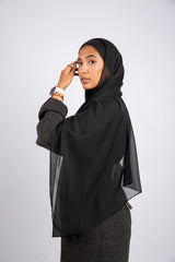 Crinkle Chiffon Hijab - Black