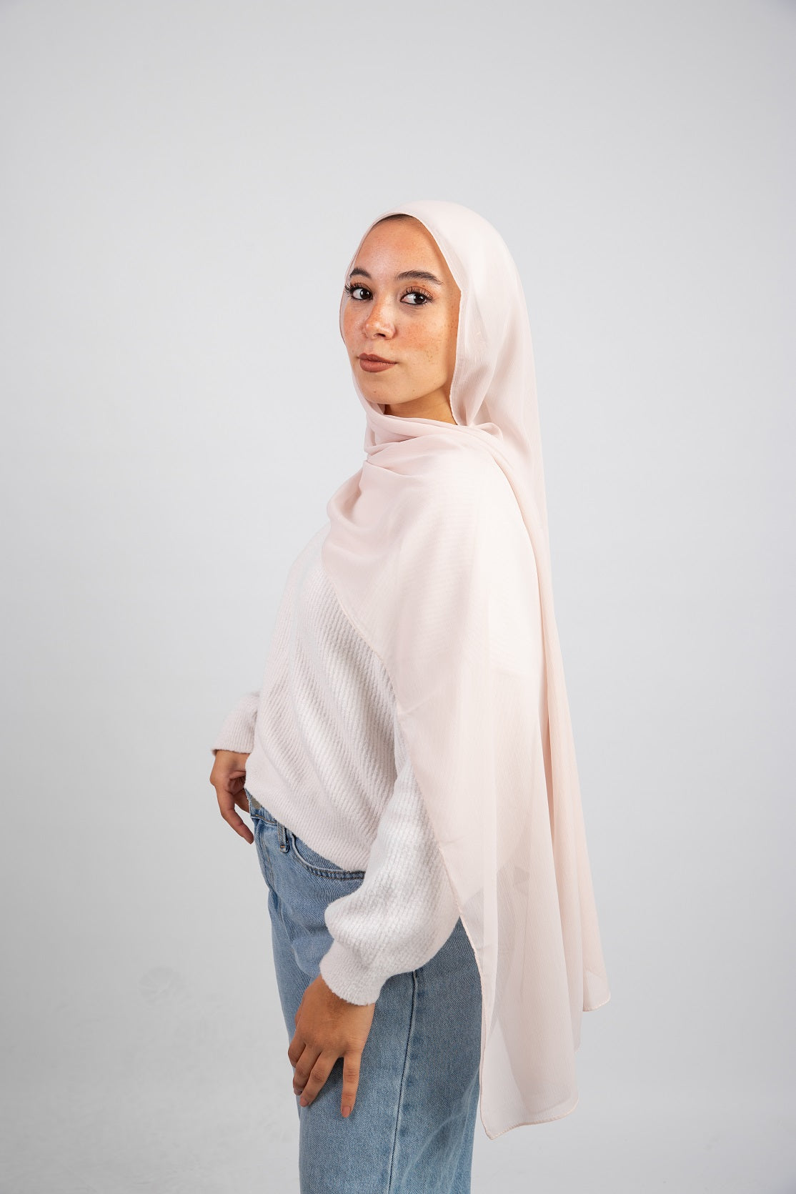 Crinkle Chiffon Hijab - Misty Rose