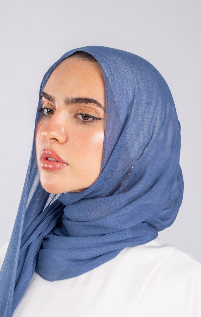 Crinkle Modal Hijab -Denim